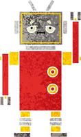 retro illustration style cartoon robot vector