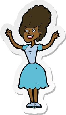 sticker of a cartoon happy 1950s woman