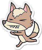 sticker of a angry wolf running vector