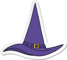 sticker of a cartoon witch hat vector