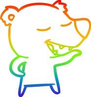 rainbow gradient line drawing cartoon bear vector