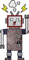 retro grunge texture cartoon crazy broken robot vector