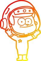 warm gradient line drawing happy astronaut cartoon vector