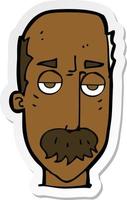 sticker of a cartoon bored old man vector