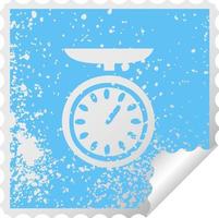 distressed square peeling sticker symbol weighing scale vector