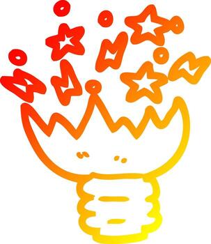 warm gradient line drawing cartoon exploding light bulb vector