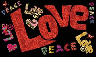 tipografía de amor y paz vector