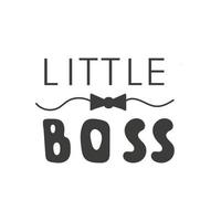 Little boss handwritten lettering with tie, black font on white background. Decorative print for t-shirts. Vector illustration