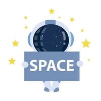 astronaut with Space. Illustration of astronaut icon in outer space vector