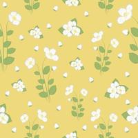 Jasmines with leaves, seamless pattern vector