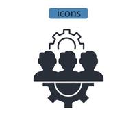 iconos de trabajo en equipo simbolizan elementos vectoriales para web infográfico vector