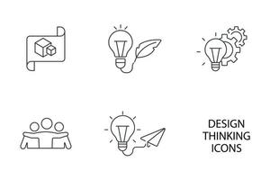 conjunto de iconos de pensamiento de diseño. elementos de vector de símbolo de paquete de pensamiento de diseño para web de infografía