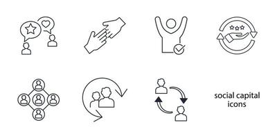 Social capital icons set . Social capital pack symbol vector elements for infographic web