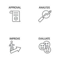 iconos de control de calidad simbolizan elementos vectoriales para web infográfico vector