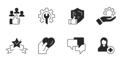 conjunto de iconos de atención al cliente. elementos de vector de símbolo de paquete de atención al cliente para web de infografía
