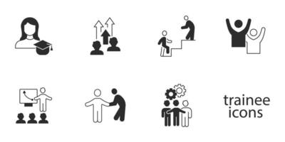 Trainee program and apprenticeship icons set . Trainee program and apprenticeship pack symbol vector elements for infographic web