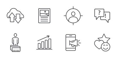 Digital marketing icons set . Digital marketing pack symbol vector elements for infographic web