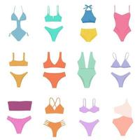 A large set of vector swimsuits of different styles, a set and 12 swimsuitsPrint