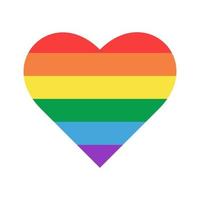 Vector illustration of a heart in the colors of the lgbt flag, a heart for pride month.