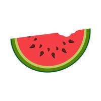 Vector illustration of juicy red bitten slice of watermelon