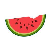 Vector illustration of juicy red bitten slice of watermelon