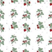 Bright summer pattern with strawberry bushes and abstract round spots vector