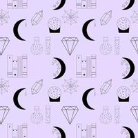 Seamless pattern for halloween with cobweb witch paraphernalia. vector