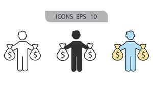 elementos de vector de símbolo de iconos de finanzas para web de infografía