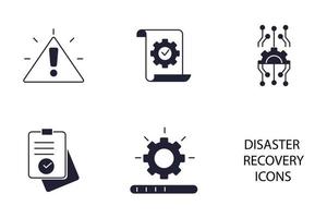 los iconos de recuperación ante desastres simbolizan elementos vectoriales para la web infográfica vector