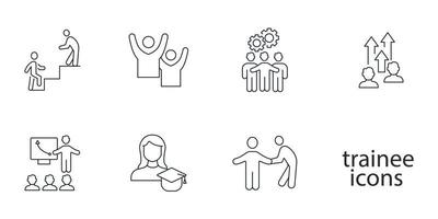 Trainee program and apprenticeship icons set . Trainee program and apprenticeship pack symbol vector elements for infographic web