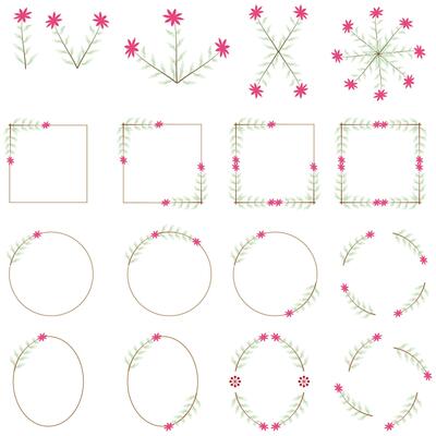 Floral ornament,hand painted antique jewelry. Calligraphic divider wreath, frames, laurel leaves, ornament. Big vector illustration isolated white background