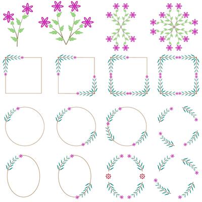 Floral ornament,hand painted antique jewelry. Calligraphic divider wreath, frames, laurel leaves, ornament. Big vector illustration isolated white background