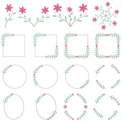 Floral ornament,hand painted antique jewelry. Calligraphic divider wreath, frames, laurel leaves, ornament. Big vector illustration isolated white background