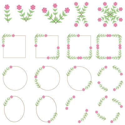 Floral ornament,hand painted antique jewelry. Calligraphic divider wreath, frames, laurel leaves, ornament. Big vector illustration isolated white background