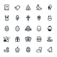 iconos de pascua con fondo blanco vector