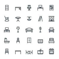 iconos de muebles con fondo blanco vector