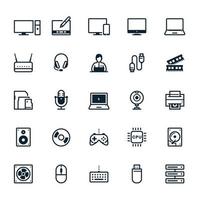 iconos de accesorios de computadora y computadora con fondo blanco vector