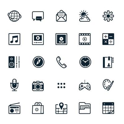 Mobile Phone application icons with White Background
