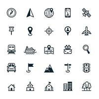 Map and location icons with White Background vector