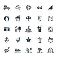 Summer Icons and Beach Icons with White Background vector