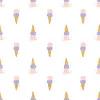 Seamless pattern with hand drawn bright ice cream. Summer design for fabric, kids cloth, wrapping paper vector