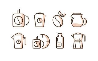 colección de iconos de línea de café minimalista vector