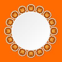Lion with round frame for banner, poster, and greeting card vector