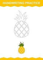 Handwriting practice with Pineapple. Worksheet for kids vector