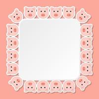 Pig with square frame for banner, poster, and greeting card vector