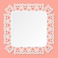 Pig with square frame for banner, poster, and greeting card vector