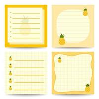 Set of square notepads with Pineapple vector