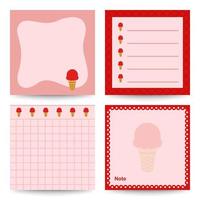 Set of square notepads with Ice Cream vector