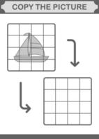 Copy the picture with Sailboat. Worksheet for kids vector