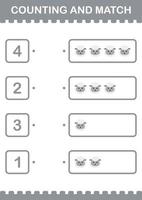 Counting and match Sheep face. Worksheet for kids vector